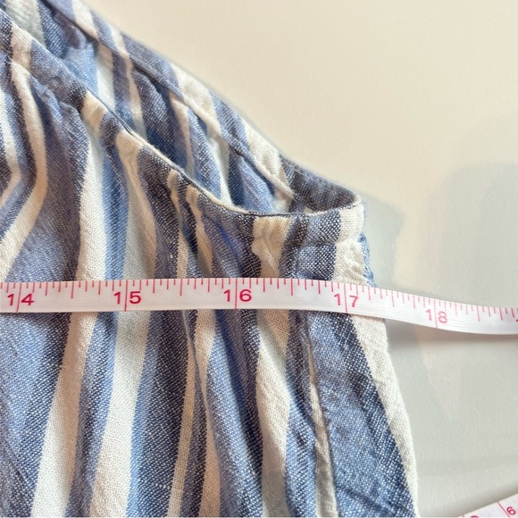 Cloth & Stone Linen Blend Striped Raw Hem Sleeveless Button Back Detail Boho Top - Picture 8 of 10